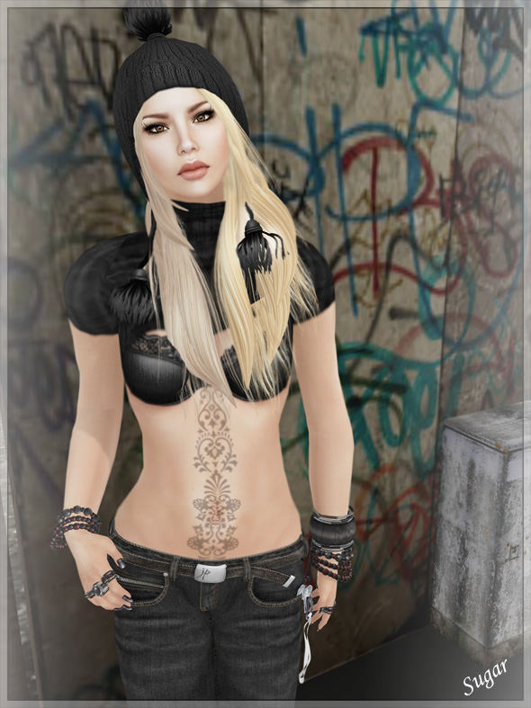 Top Bra Tattoo Axe Part of Outfit Dangerous